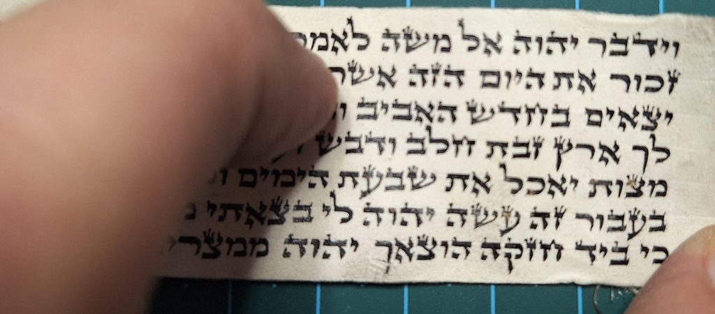 סופר סת''ם בודק פרשיות תפילין של יד שנפסלו